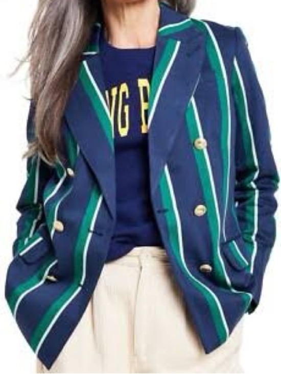 Rowing Blazers x Target Jackets & Blazers - Rowing Blazers x Target Striped Double-Breasted Blazer – Navy, Teal & White – L